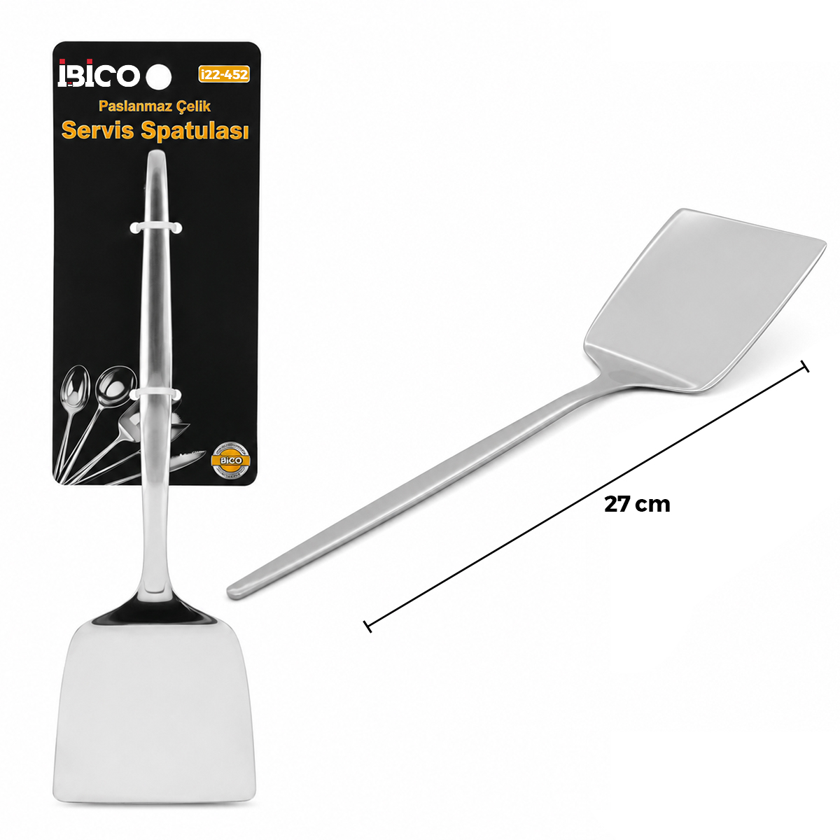 Krom Kaplama Metal Servis Spatula 27 cm