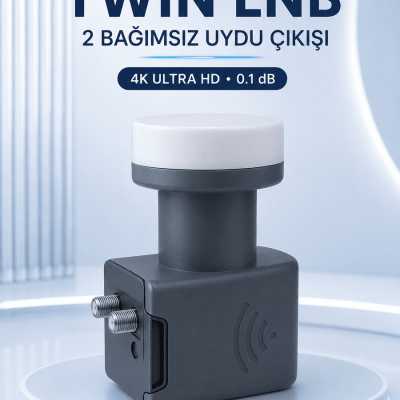 Ku Band Twin LNB Çift Çıkış 4K Ultra HD Destekli 0.1 dB Uydu Anten LNB