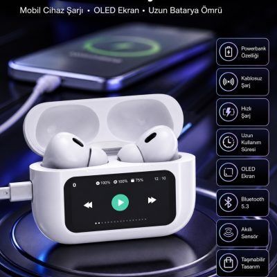 Kulak İçi Bluetooth Kulaklık Ekranlı Müzik Dinleme Çağrı Cevaplama Siyah Yeni Nesil
