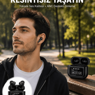 Kulak İçi Bluetooth Kulaklık Ekranlı Müzik Dinleme Çağrı Cevaplama Siyah Yeni Nesil