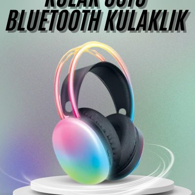 Kulak Üstü Kablosuz Bluetooth Kulaklık Unısex Renkli Işıklı Kulaklık