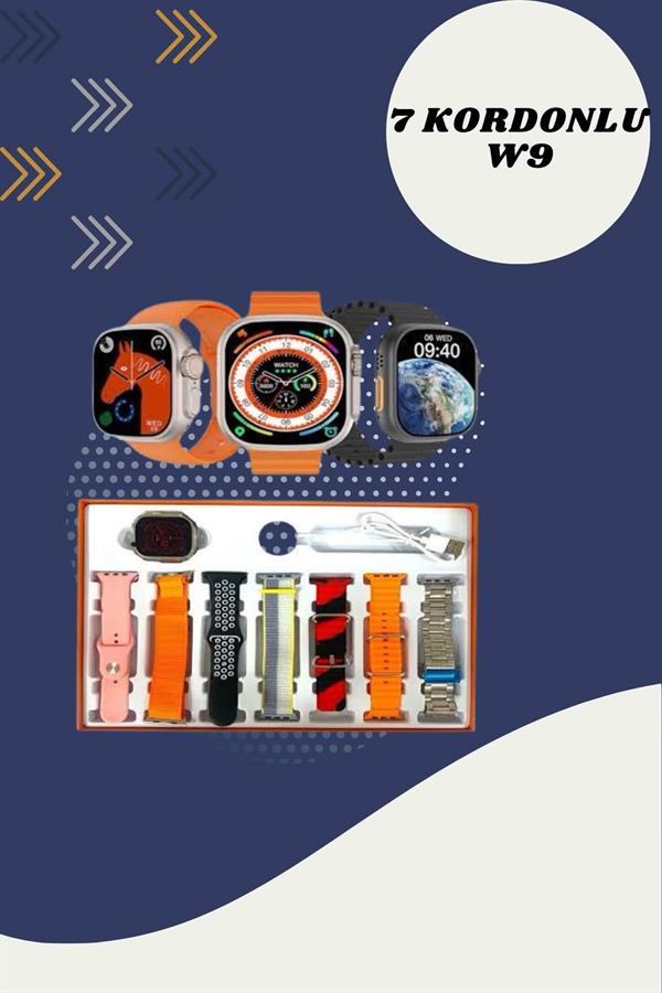 Kulak Üstü P9 Kablosuz Bluetooth Kulaklık ve 7 Kordonlu Akıllı Saat