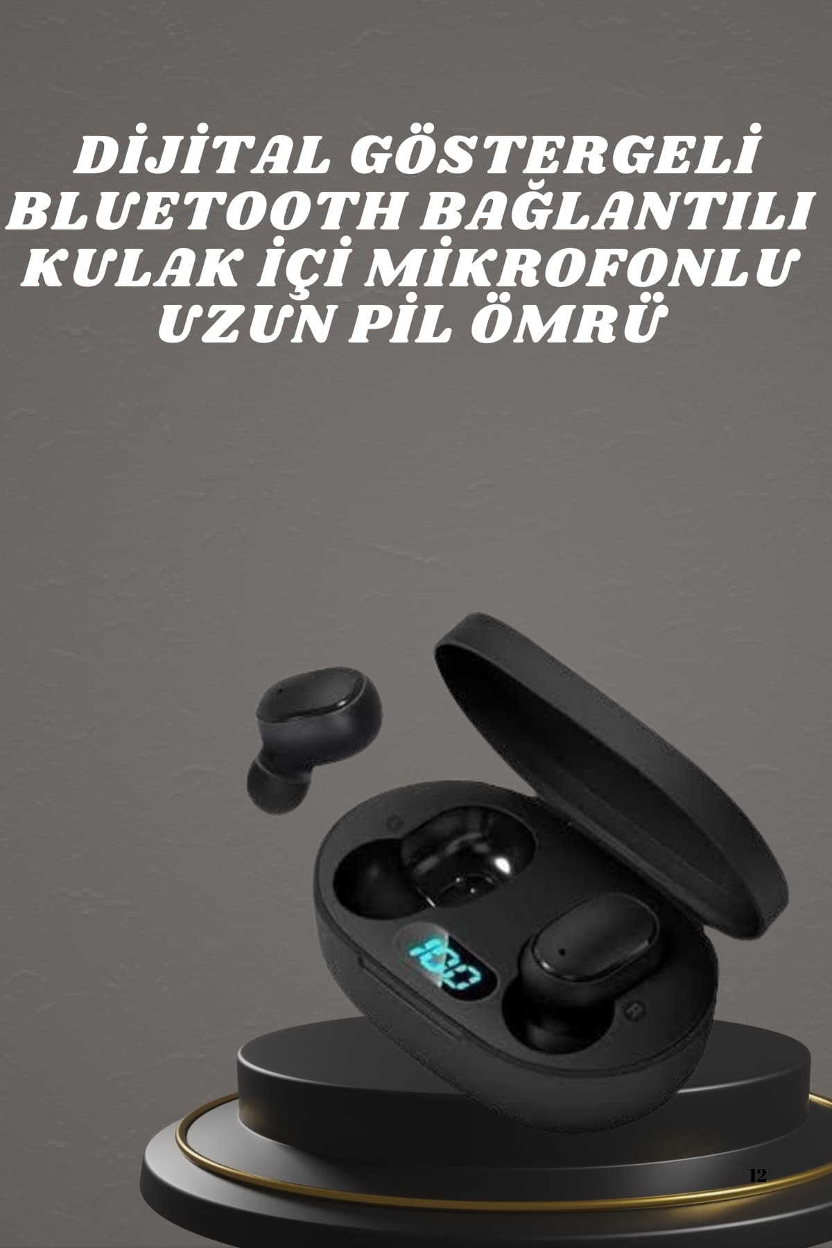 Kulaklık Dijital Göstergeli Bluetooth Bağlantılı Kablosuz Kulak İçi Mikrofonlu Dokunmatik Kontrol