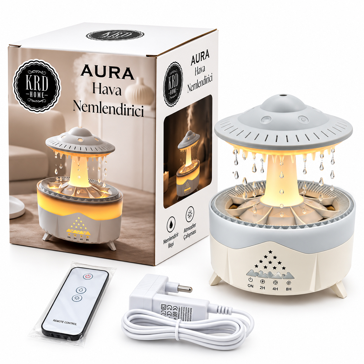 Kumandalı LED Yağmur Bulutu Hava Nemlendirici - Buhar & Koku Giderici