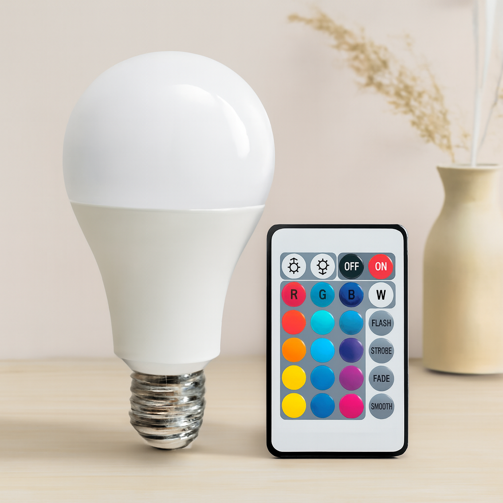 Kumandalı RGB LED Ampul 15W (90W Eşdeğer) E27 1100LM 15000 Saat