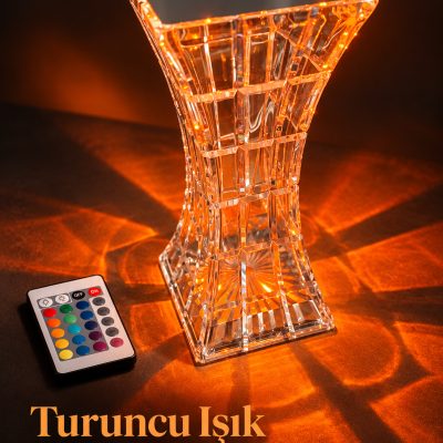 Kumandalı Şarjlı Renk Değiştiren Şeffaf Masa Lambası