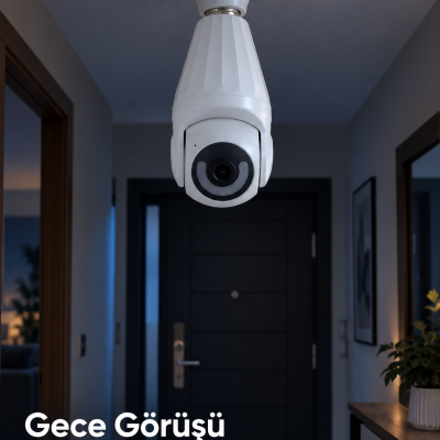Lamba Duyuna Takılan WiFi Bağlantılı Gece Görüşlü IP Güvenlik Kamerası