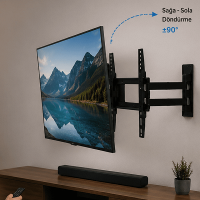 LCD LED TV Duvar Aparatı Çift Kollu Hareketli Askı Sistemi