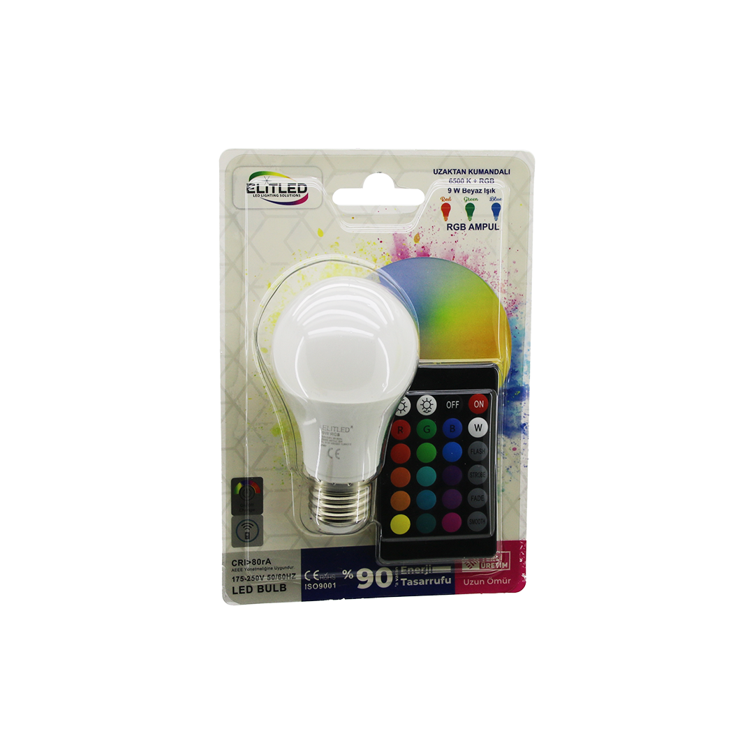 LED Ampul E27 9W RGB Kumandalı 800 lm 6500K