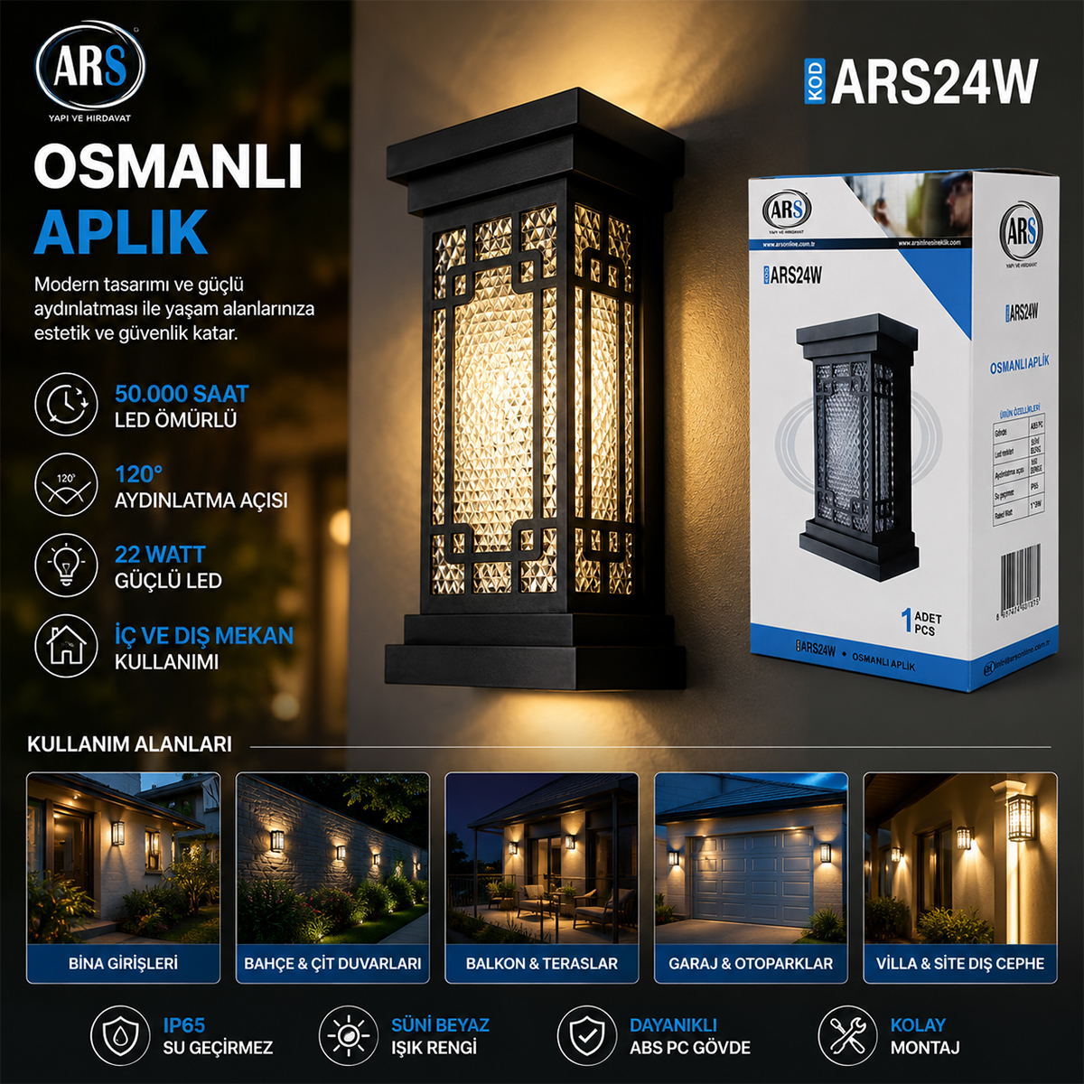 LED Aplik Duvar Lambası 22W IP66 50.000 Saat