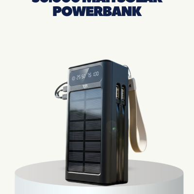 LED Aydınlatmalı Güneş Panelli Powerbank Seyahat ve Kamp İçin