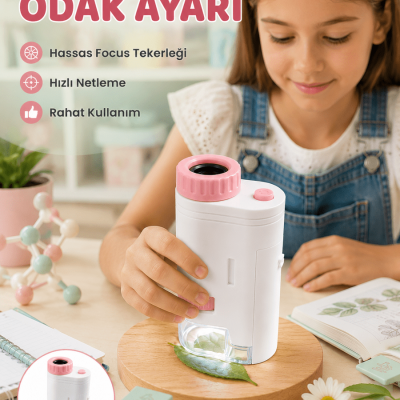 LED Aydınlatmalı Taşınabilir Mikroskop 80X-200X Ayarlanabilir Büyütme Özellikli