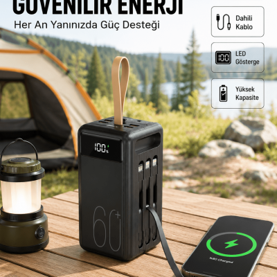 LED Ekranlı Çok Fonksiyonlu Taşınabilir Şarj Ünitesi Powerbank Yeni Nesil