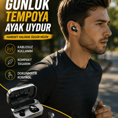 LED Ekranlı Kablosuz Kulaklık – Gürültü Önleyici Mikrofon ve Dokunmatik Özellikli