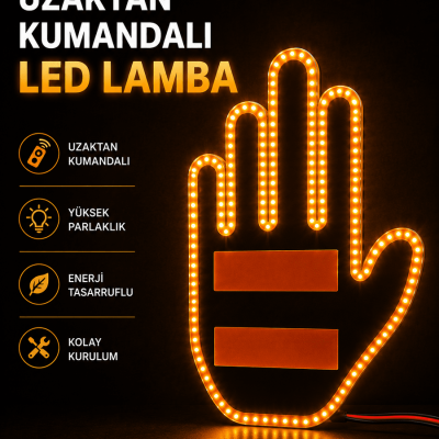Led Işık El İşareti Araç Camı İçin Uzaktan Kumandalı