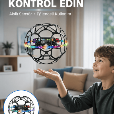 LED Işıklı Futbol Topu Mini Drone Akıllı Sensörlü El Kontrollü