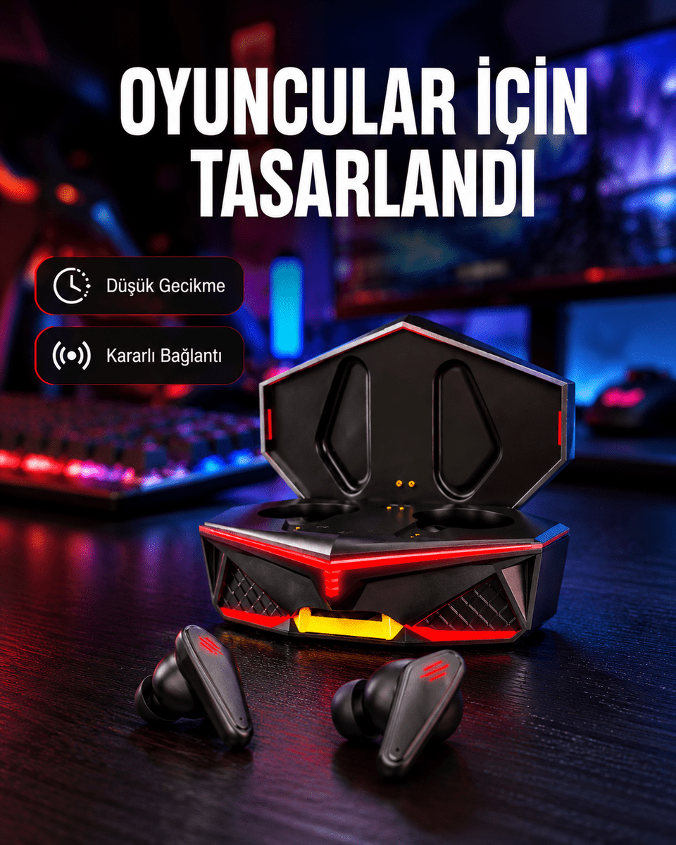 Led Işıklı Metal Kasa Kablosuz Kulaklık Yeni Nesil
