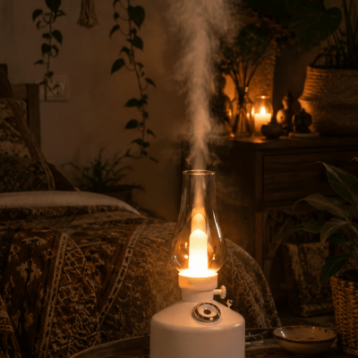LED Işıklı Vintage Hava Nemlendirici Aromaterapi Difüzörü USB Şarjlı