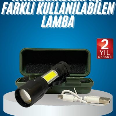 Led Lamba El Feneri Küçük Taşınabilir USB Şarjlı Acil Durum Lambası
