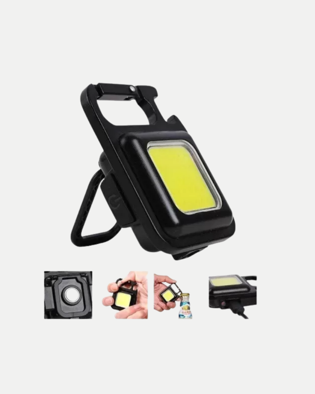 Şarjlı COB LED Anahtarlık Fener – 4 Modlu, Manyetik ve Katlanabilir Standlı Yeni Nesil