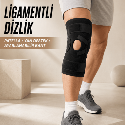 Ligament Destekli Dizlik Ayarlanabilir Cırtlı Açık Patella Diz Destekliği