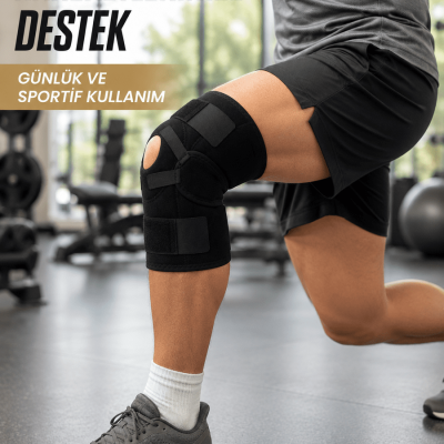 Ligamentli Dizlik Açık Patella Yan Destekli Ayarlanabilir Bantlı Sporcu Dizliği