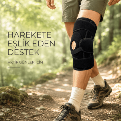 Ligamentli Patella Dizlik Silikon Pedli Yan Destekli Ayarlanabilir Sporcu Dizliği