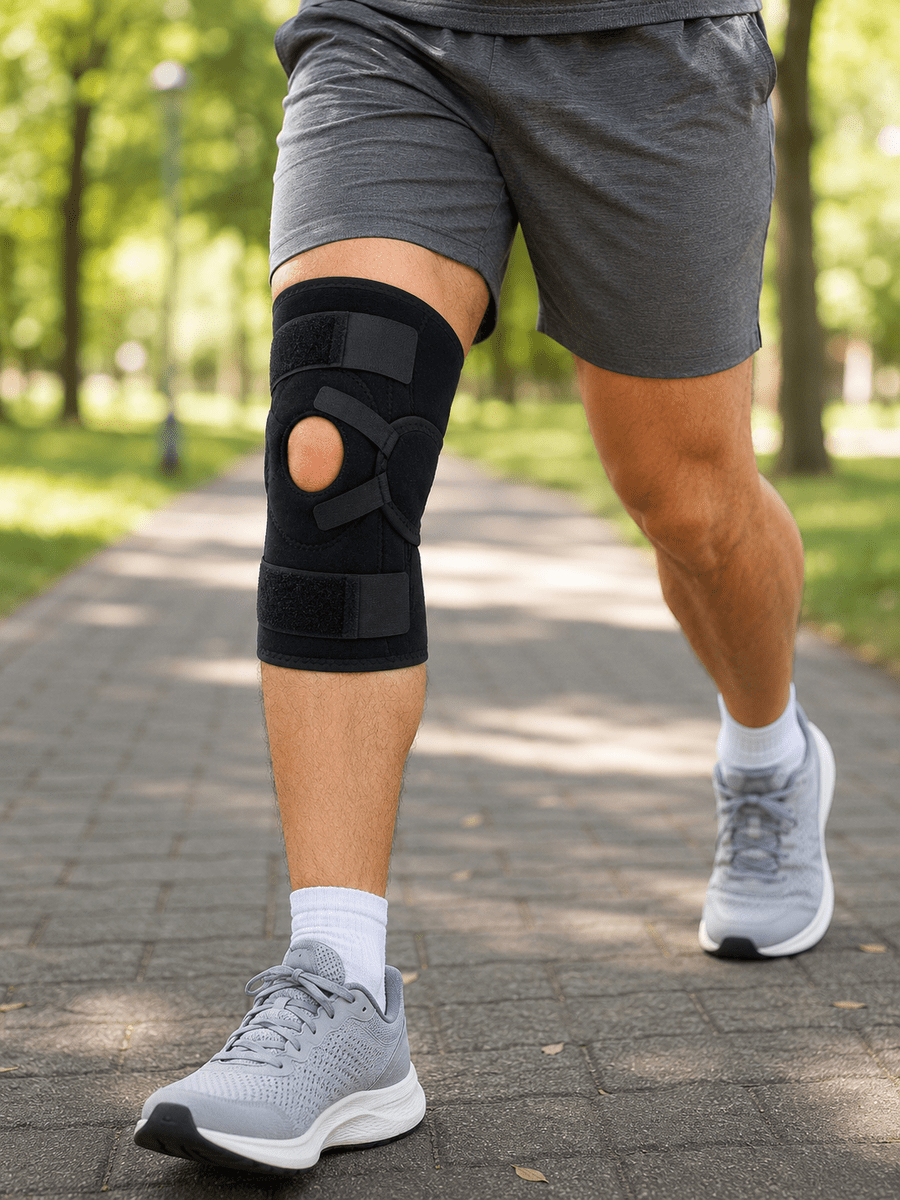 Açık Patella Ligamentli Dizlik Yan Destekli Esnek Ayarlanabilir Diz Desteği
