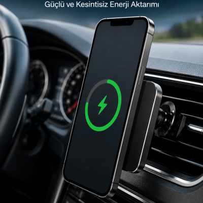 Manyetik Kablosuz Araç Şarj Cihazı 15W MagSafe Araç İçi Telefon Tutucu
