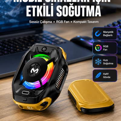 Manyetik Montajlı Dijital Ekranlı Telefon Soğutucu  Yeni Nesil