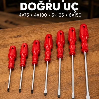 Manyetik Uçlu 7 Parça Tornavida Seti Düz ve Yıldız Tornavida