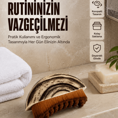 Masaj Fırçası Vücut Temizleme Fırçası Ahşap Desenli Yumuşak Kıllı Banyo Fırçası
