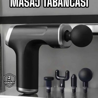 Masaj Tabancası 4 Başlıklı Kas ve Vücut Ağrıları İçin Şarjlı Darbeli