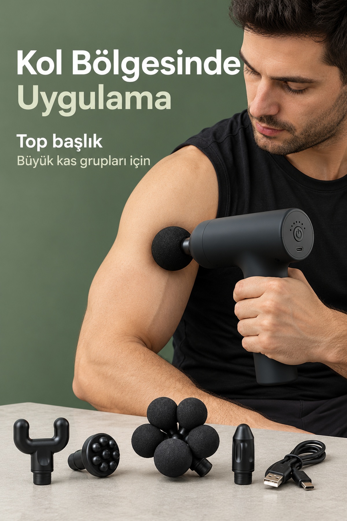 Masaj Tabancası Açma Kapama Düğmeli ve Işıklı Göstergeli