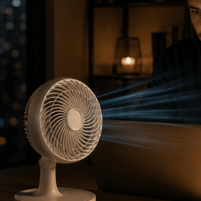 Masaüstü Mini Fan Sessiz Çalışan 2 Hızlı Otomatik Salınımlı Fan
