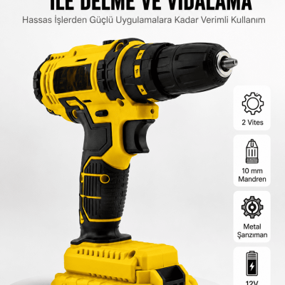Matkap Seti 24 Parça Çift Bataryalı Darbeli Led Işıklı Vidalama