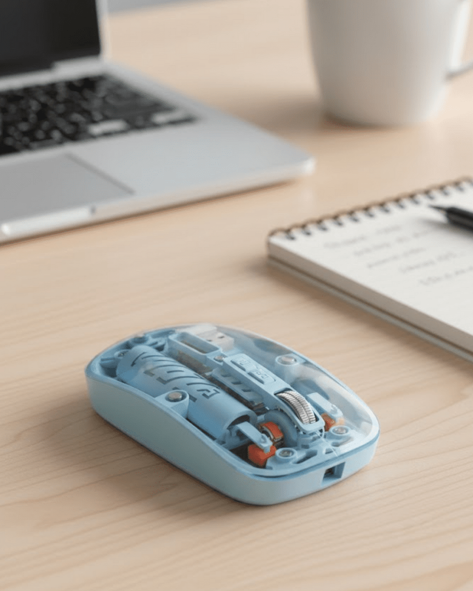 Mavi Kablosuz Mouse Bluetooth ve USB Çift Mod Bağlantılı