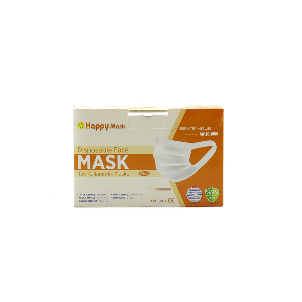 Medikal Cerrahi Maske 3 Katlı Tek Kullanımlık Beyaz