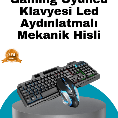 Mekanik Oyuncu Seti – LED Işıklandırma ve Ergonomik Mouse
