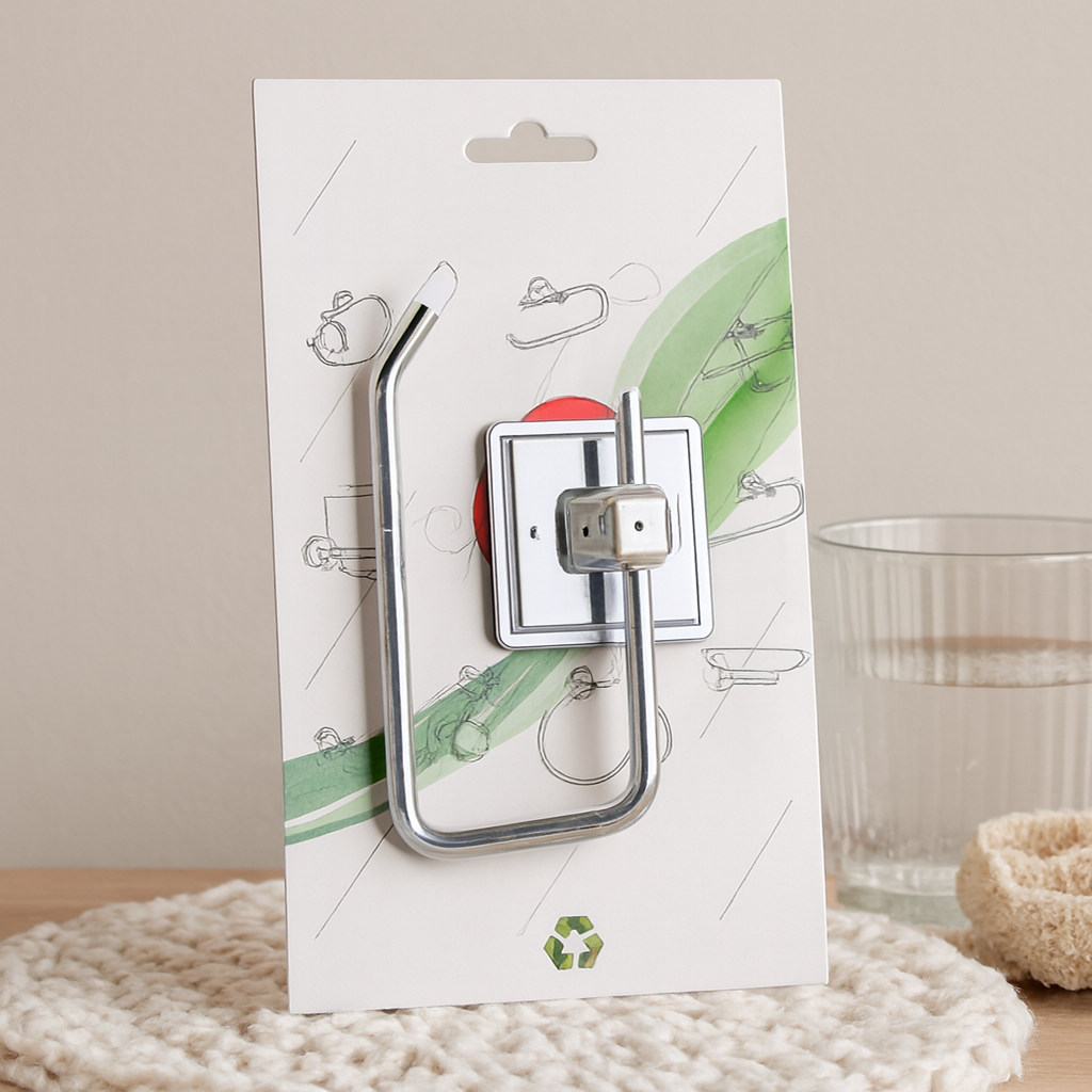 Metal Banyo Tuvalet Kağıtlığı Yapışkanlı Montaj