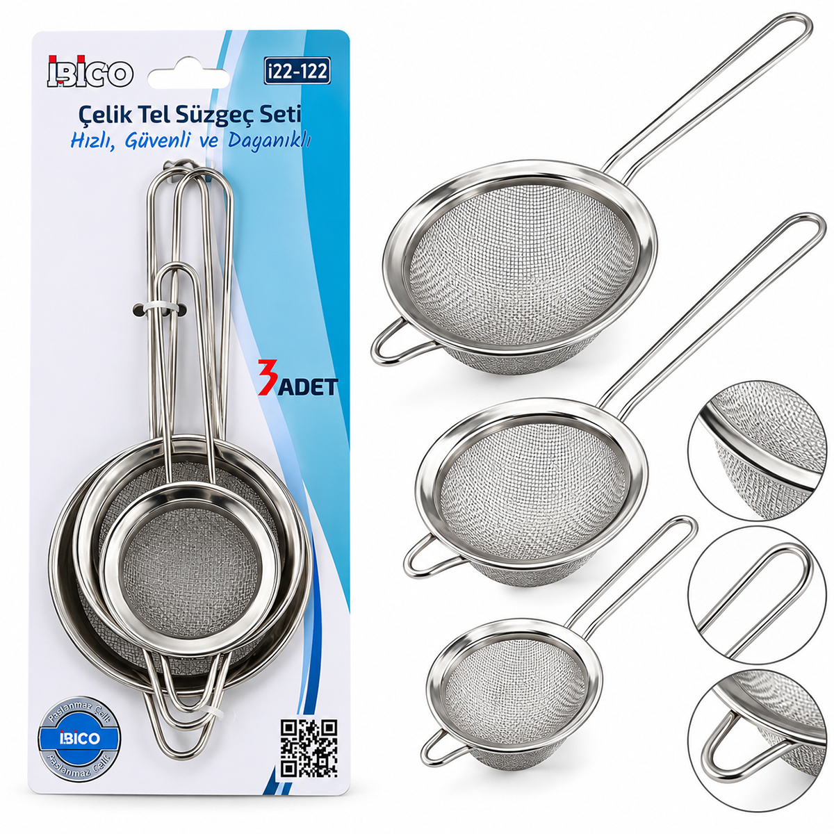 Metal Tel Süzgeç (Metal Çerçeve, Metal Sap)