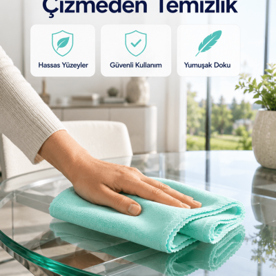 Mikrofiber Cam Bezi Çizmeden Temizlik Sağlayan Yüksek Su Emici Cam Silme Bezi 40x60 cm