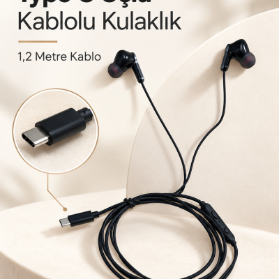 Mikrofonlu ve Kumandalı Kulak İçi Kulaklık Type C Girişli