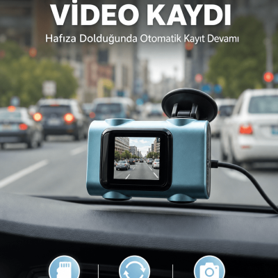 Mini Araç İçi Kamera Sürekli Kayıt Geniş Açılı Yeni Nesil