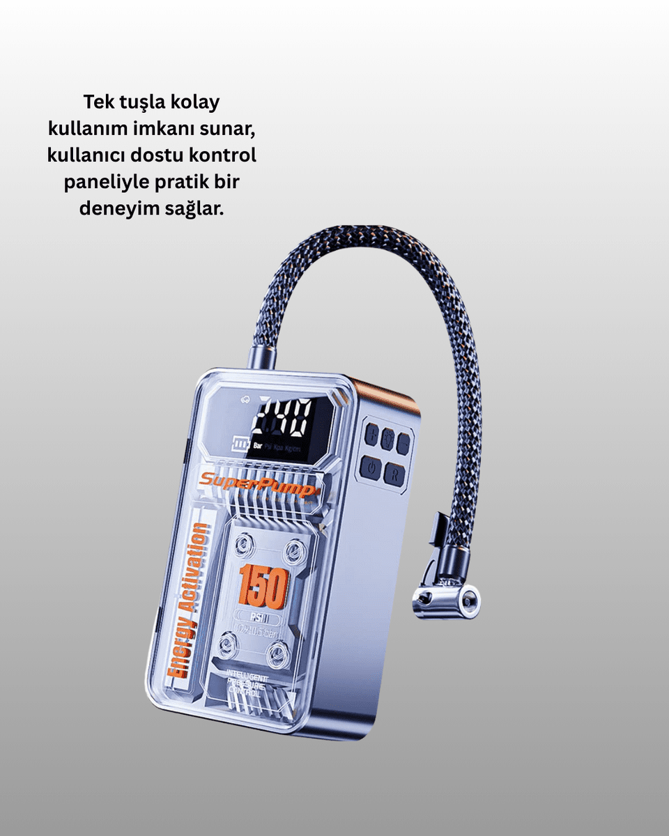 6000mAh Bataryalı LED Ekranlı Akıllı Hava Kompresörü