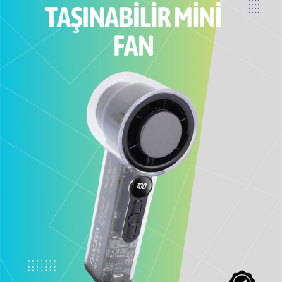 Mini El Fanı | 3000mAh Pil | Type-C Şarj Girişi | Kompakt ve Hafif Tasarım