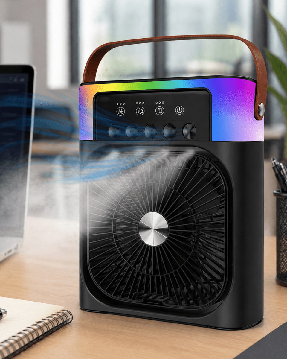 Mini Klima Fan Buharlı Soğutucu RGB Led Işıklı Taşınabilir Masaüstü Fan
