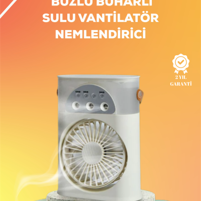 Mini Klima Fan | USB'li, 7 Renk Gece Işığı, 3'ü 1 Arada Fonksiyon