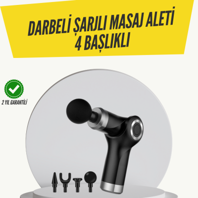Mini Masaj Tabancası 4 Başlık 6 Hız Ayarlı