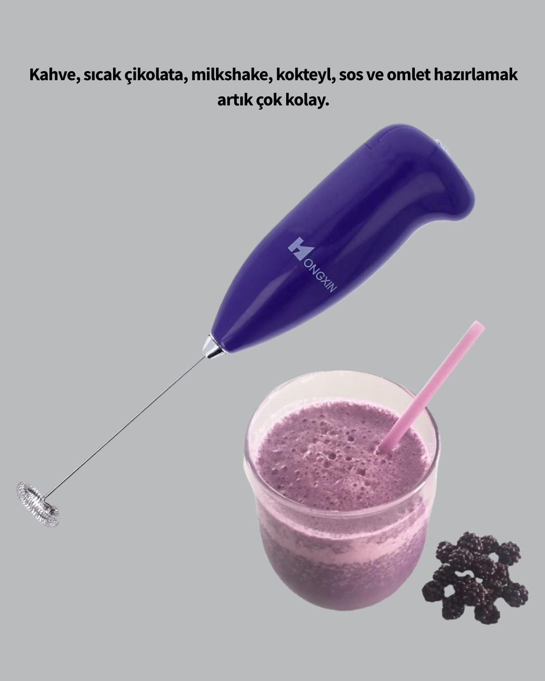 Portatif Kahve Köpürtücü – Latte, Cappuccino, Milkshake ve Puding Yapıcı
